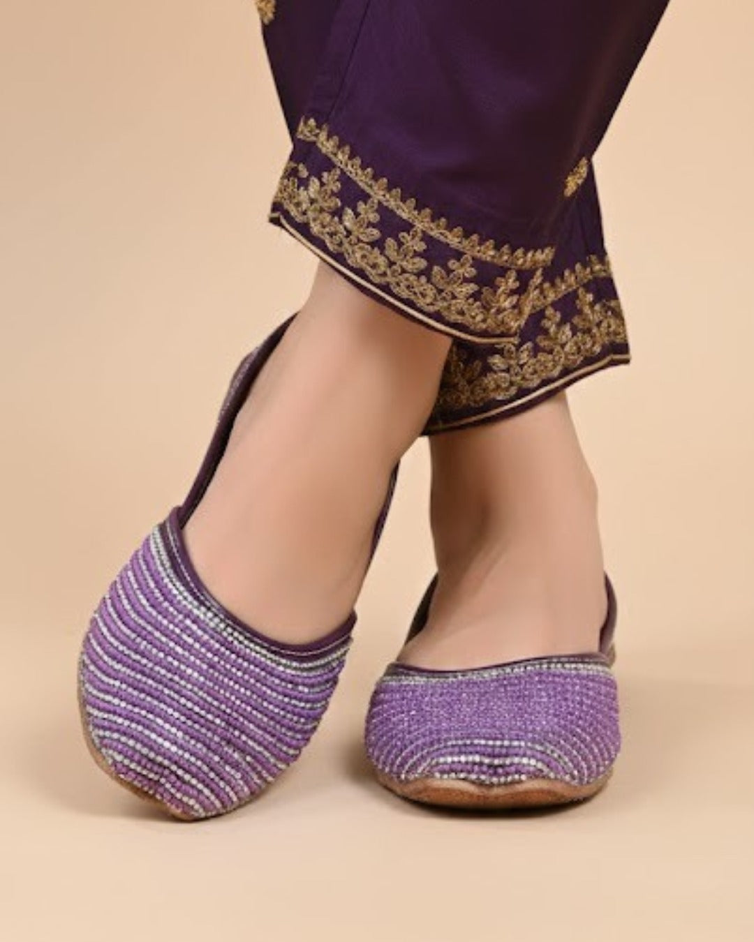 Grape Purple Artisanal Beaded Flats